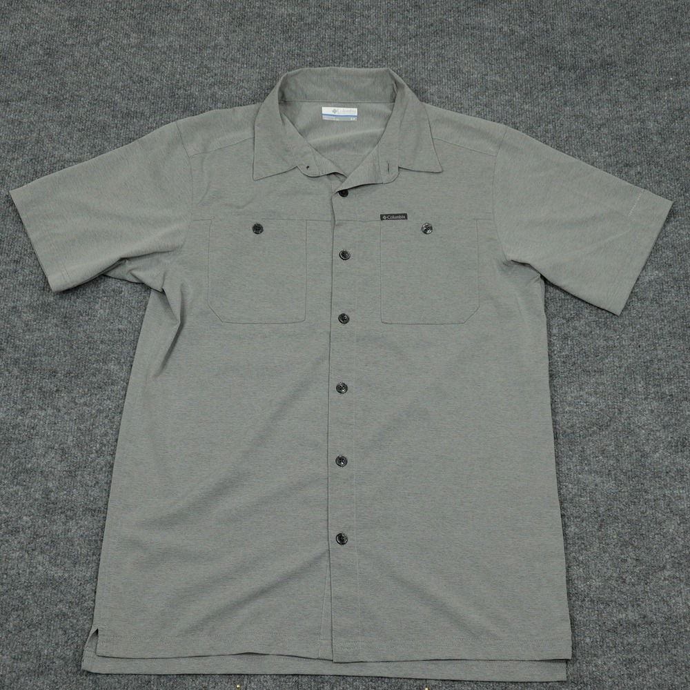 Columbia Shirt Mens Small Grey Short Sleeve Button Down Pockets XM9705 Hiking